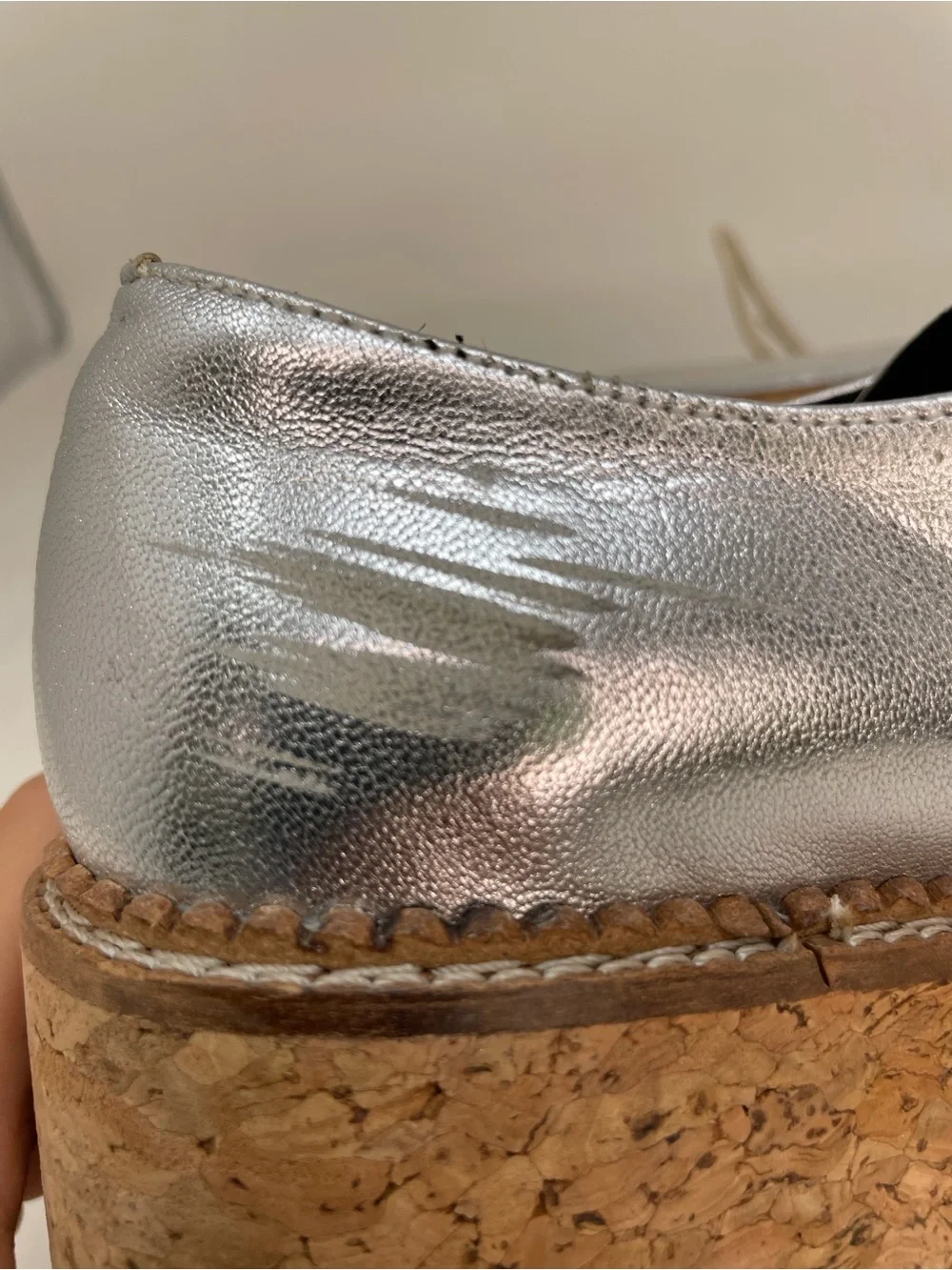 Michael Kors Silver Platform Oxford Shoes Lace Up Cork Sole Size 38 or 8